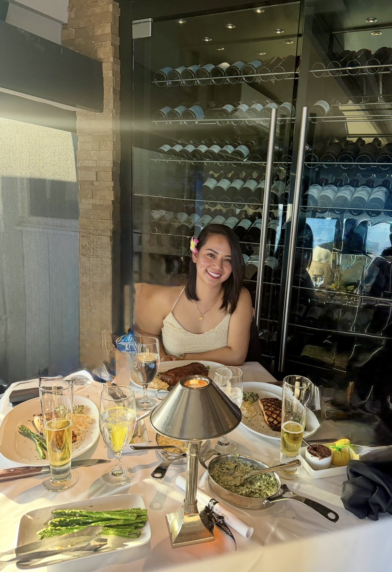 Maribel enjoying a restaurant dining experience
